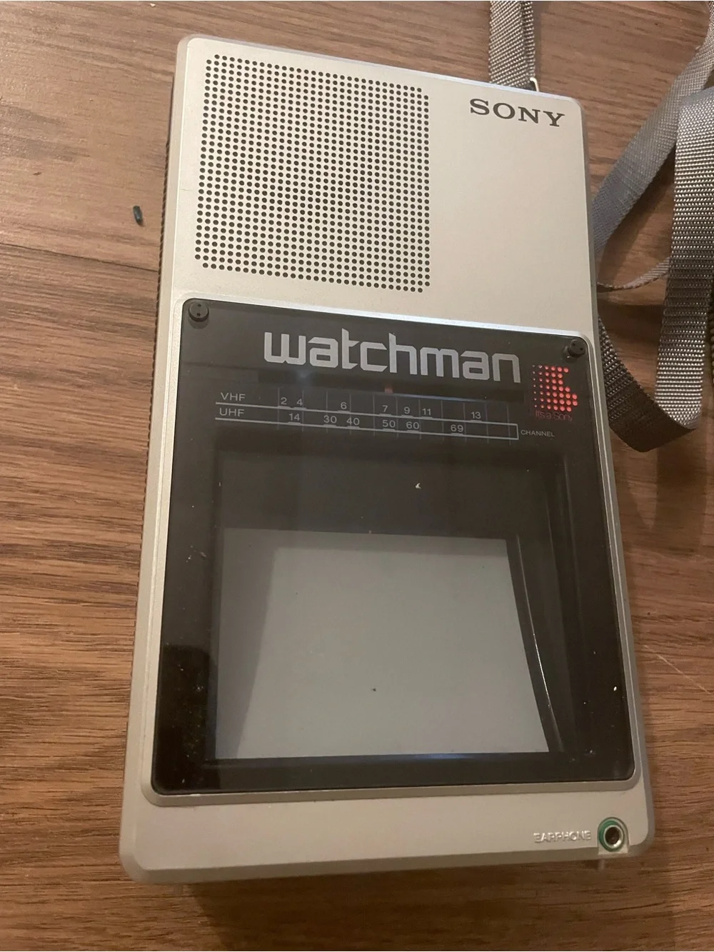 Sony Watchman Portable TV in Silver with Gray Strap